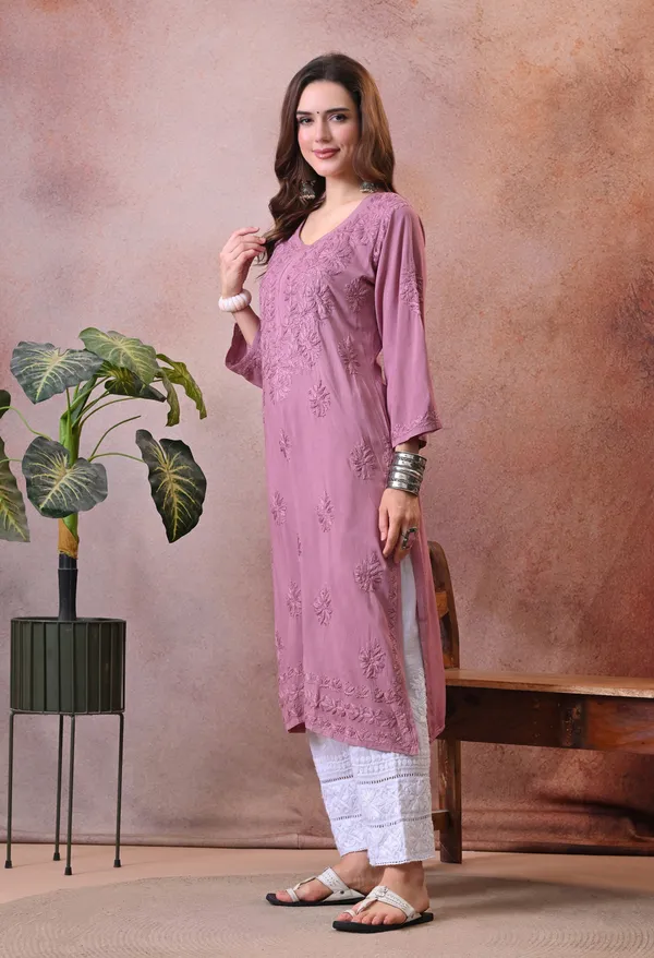 Syrish_Purple_Hand_Embroidered_Lucknowi_Chikankari_Rayon_Kurta