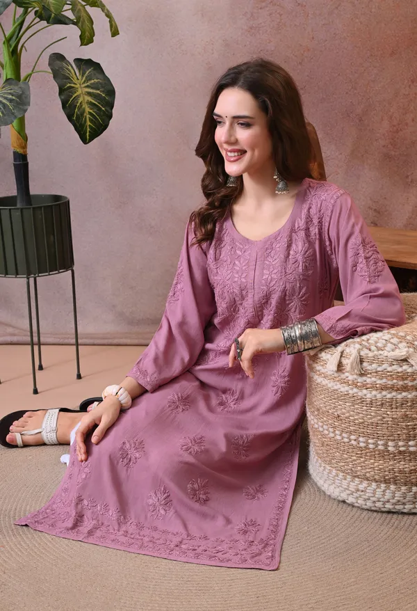 Syrish_Purple_Hand_Embroidered_Lucknowi_Chikankari_Rayon_Kurta