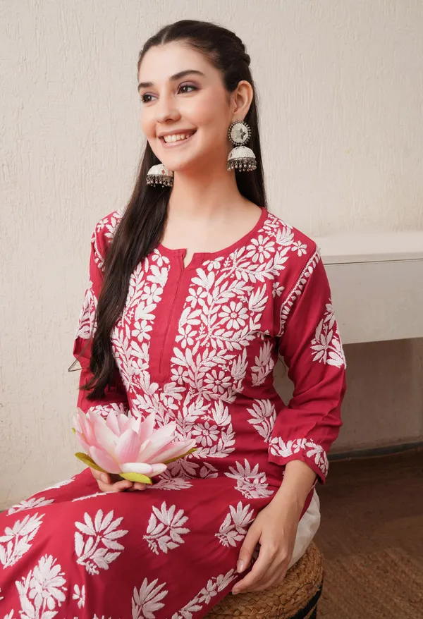 Onion_Pink-Embroidered_Rayon_Chikankari_Straight_Kurta
