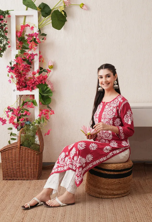 Onion_Pink-Embroidered_Rayon_Chikankari_Straight_Kurta