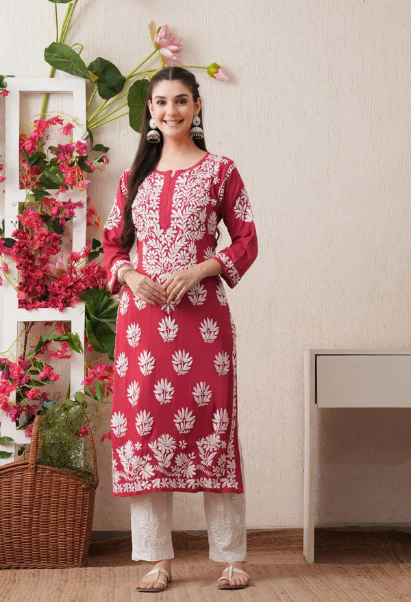 Onion_Pink-Embroidered_Rayon_Chikankari_Straight_Kurta