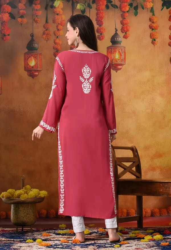 Onion_Pink_Handcrafted_Modal_Chikankari_Straight_Kurta