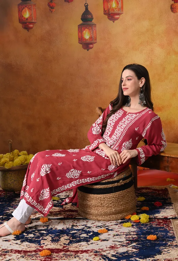 Onion_Pink_Handcrafted_Modal_Chikankari_Straight_Kurta