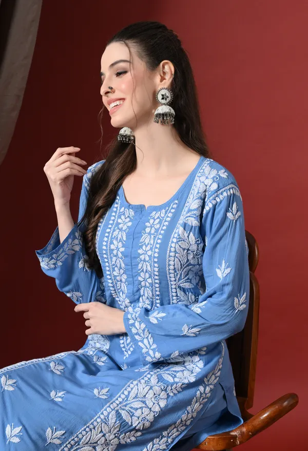 Premium_Modal_Chikankari_Embroidered_Set_-_Blue