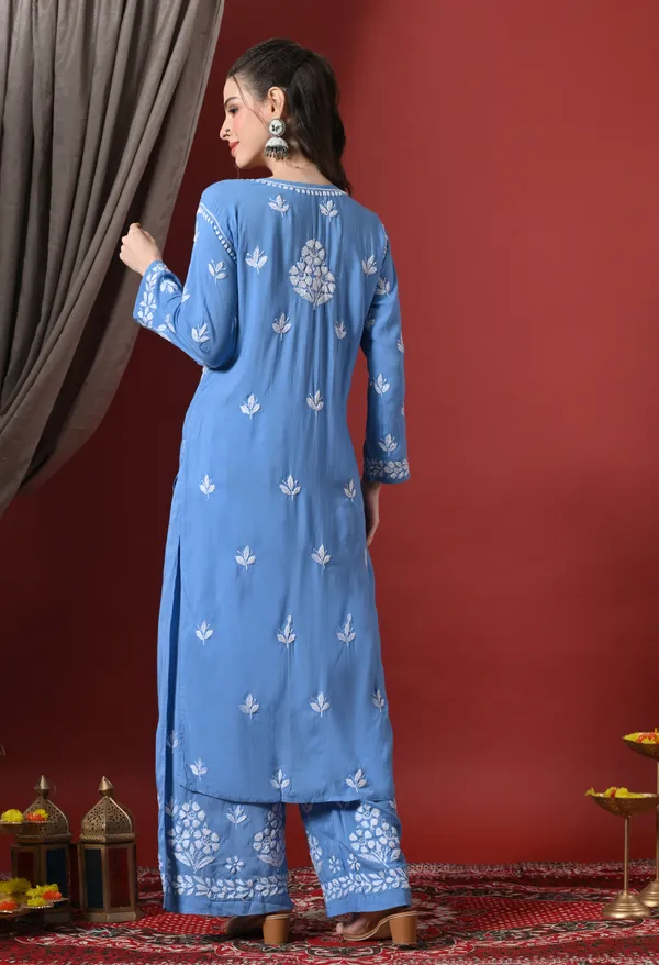 Premium_Modal_Chikankari_Embroidered_Set_-_Blue