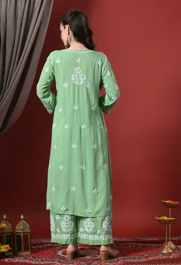 Premium_Modal_Chikankari_Embroidered_Set_-_Green