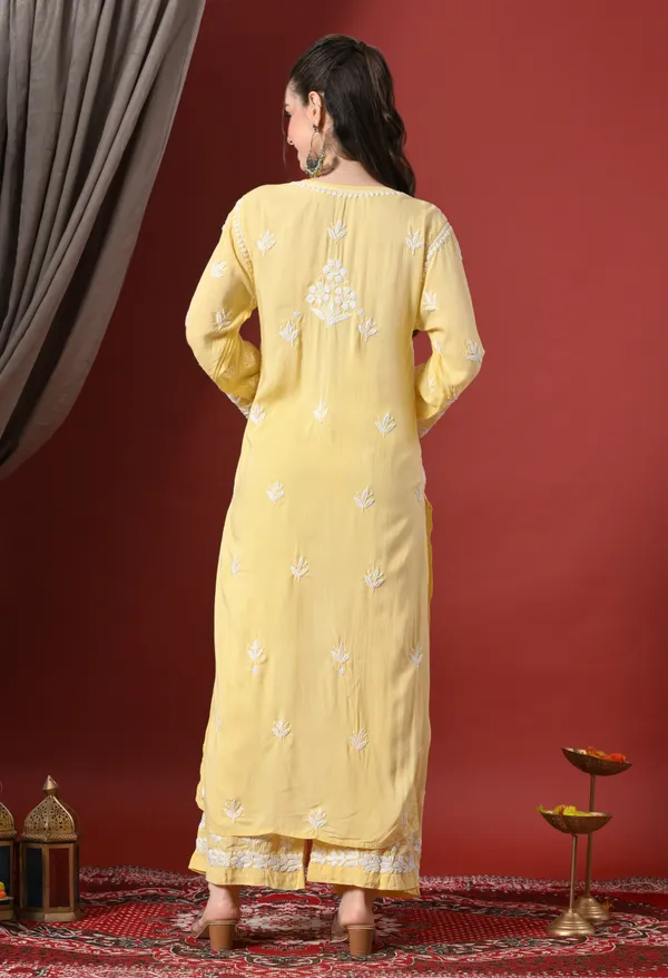Premium_Modal_Chikankari_Embroidered_Set_-_Lemon_Yellow