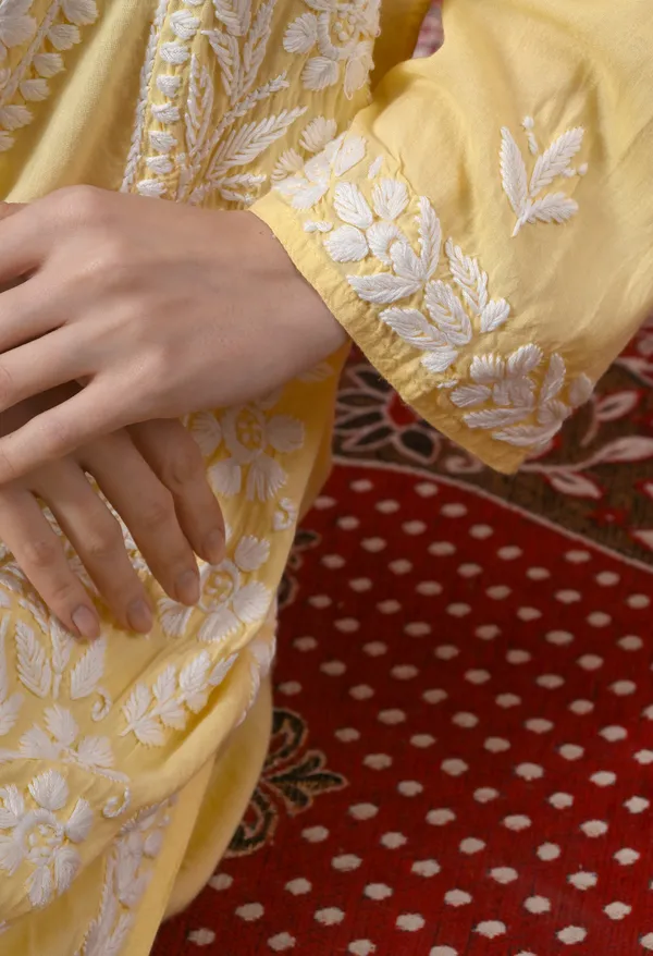Premium_Modal_Chikankari_Embroidered_Set_-_Lemon_Yellow