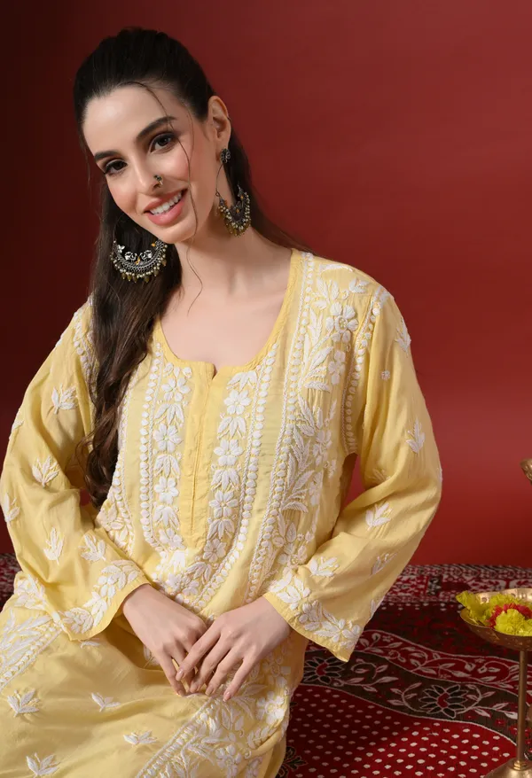 Premium_Modal_Chikankari_Embroidered_Set_-_Lemon_Yellow