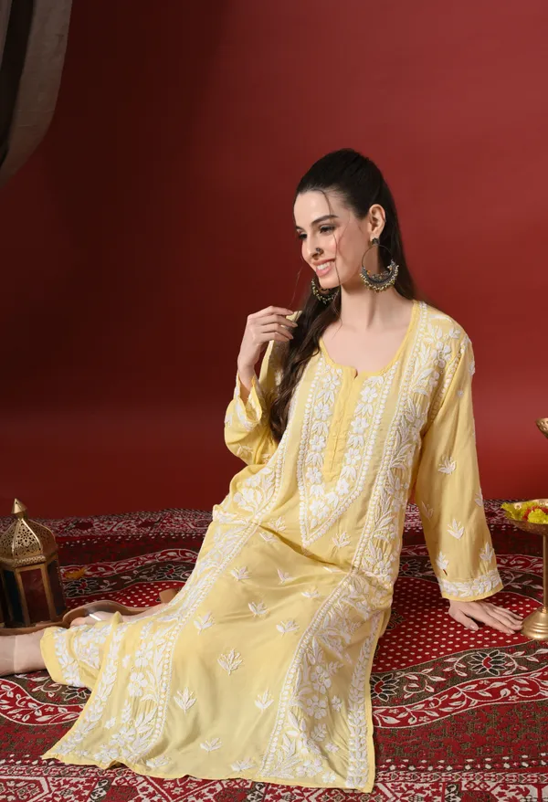 Premium_Modal_Chikankari_Embroidered_Set_-_Lemon_Yellow