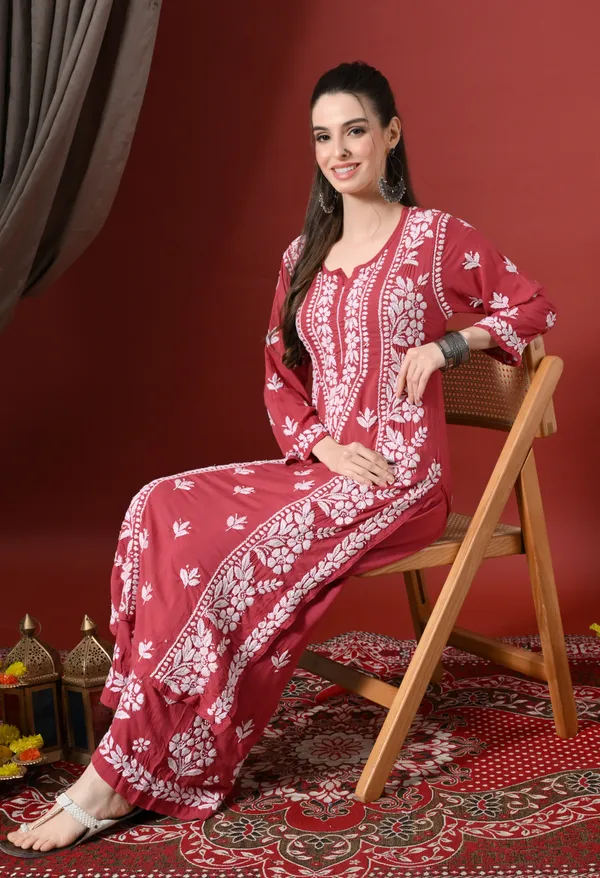 Premium_Modal_Chikankari_Embroidered_Set_-_Onion_Pink