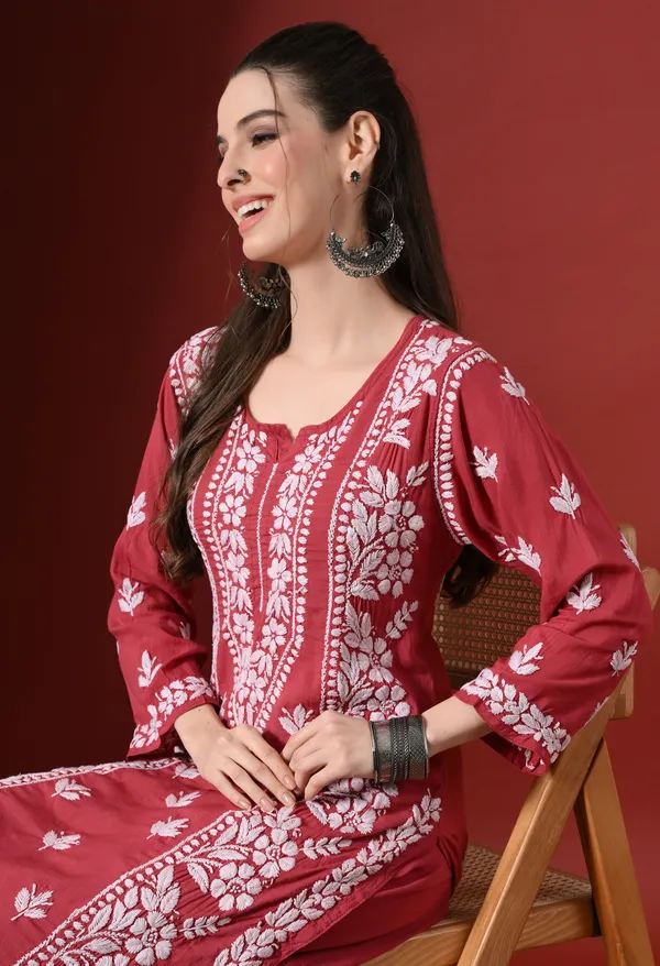 Premium_Modal_Chikankari_Embroidered_Set_-_Onion_Pink