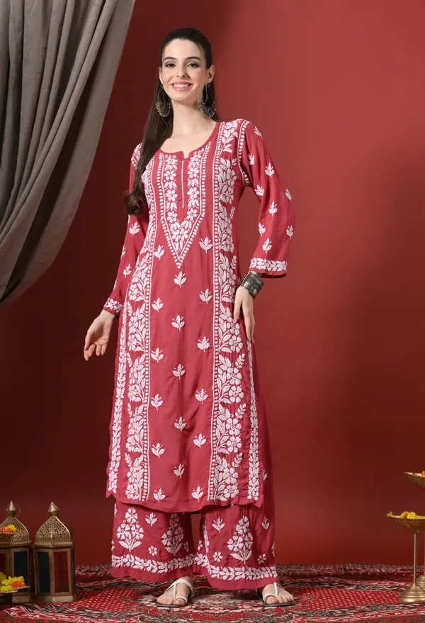 Premium_Modal_Chikankari_Embroidered_Set_-_Onion_Pink