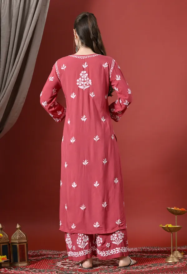Premium_Modal_Chikankari_Embroidered_Set_-_Onion_Pink
