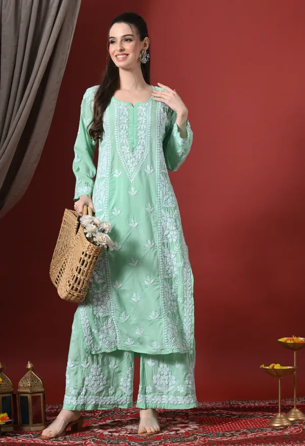 Premium_Modal_Chikankari_Embroidered_Set_-_Pista_Green