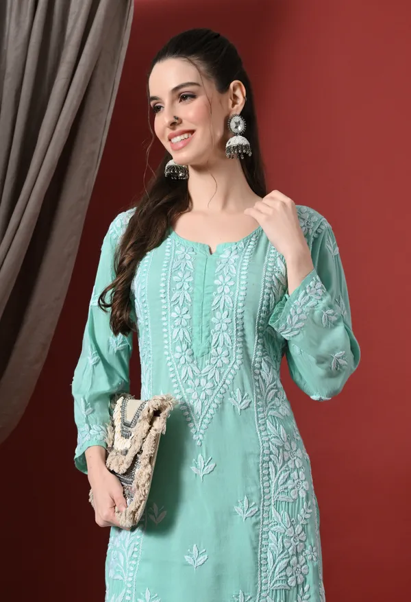 Premium_Modal_Chikankari_Embroidered_Set_-_Sea_Green
