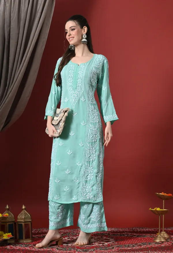 Premium_Modal_Chikankari_Embroidered_Set_-_Sea_Green