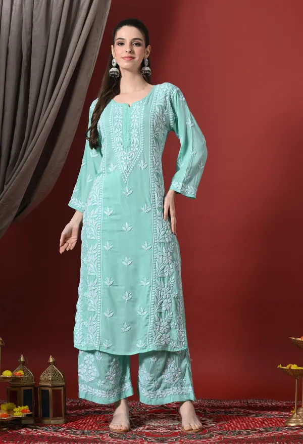 Premium_Modal_Chikankari_Embroidered_Set_-_Sea_Green