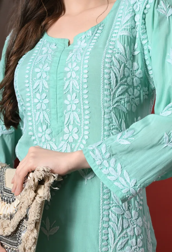 Premium_Modal_Chikankari_Embroidered_Set_-_Sea_Green