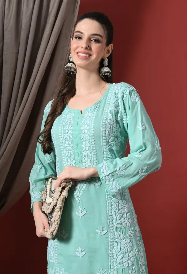 Premium_Modal_Chikankari_Embroidered_Set_-_Sea_Green