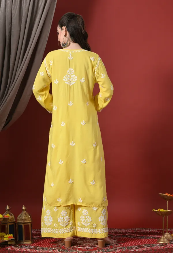Premium_Modal_Chikankari_Embroidered_Set_-_Dark_Yellow