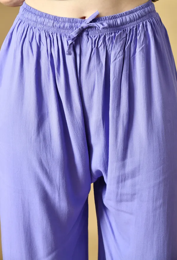 Hand_Embroidered_Chikankari_Soft_Rayon_Plazo_Set_-_Purple
