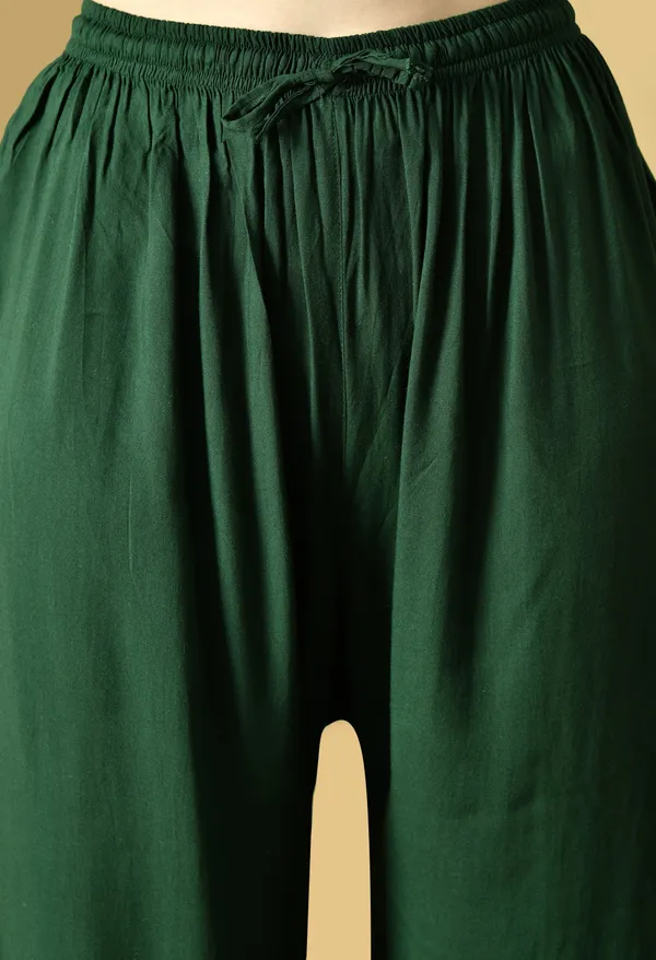 Hand_Embroidered_Chikankari_Soft_Rayon_Plazo_Set_-Dark_Green