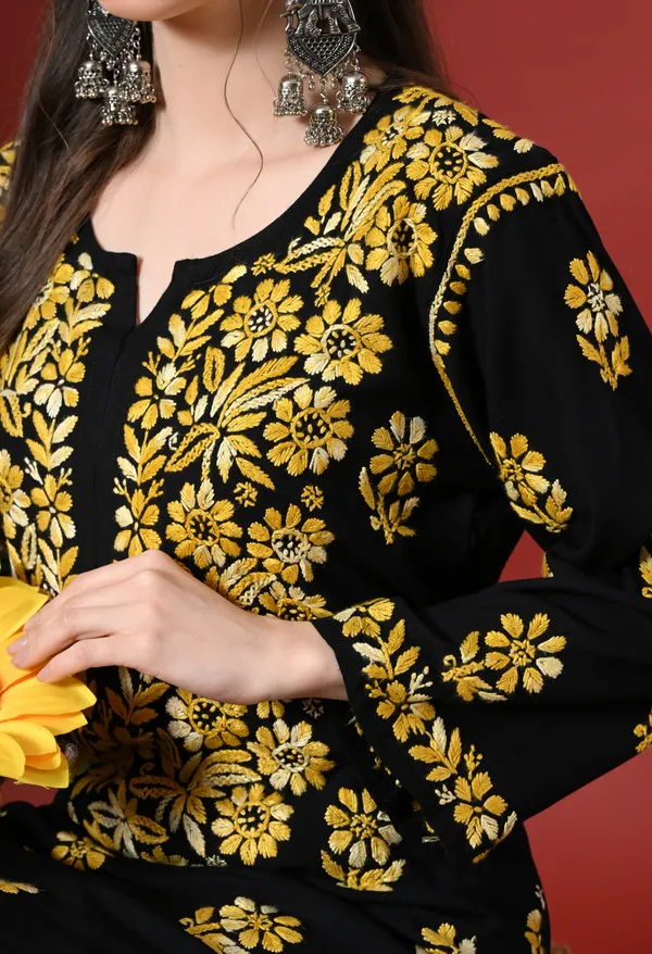 Syrish_Elegance_Handcrafted_Rayon_Chikankari_Set-Yellow