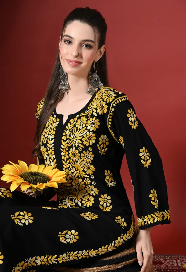 Syrish_Elegance_Handcrafted_Rayon_Chikankari_Set-Yellow