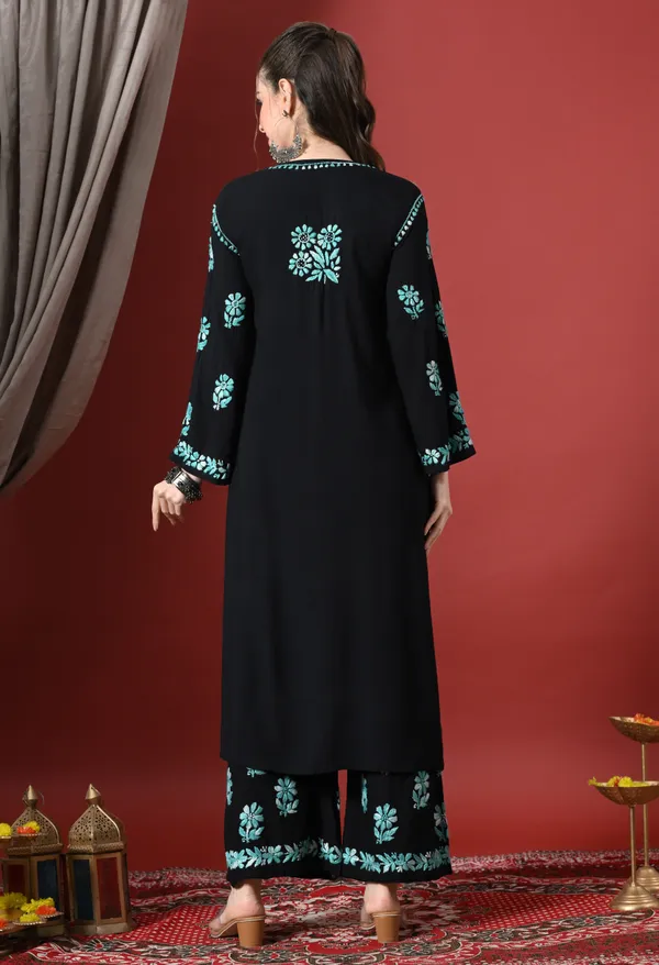 Syrish_Elegance_Handcrafted_Rayon_Chikankari_Set-Blue