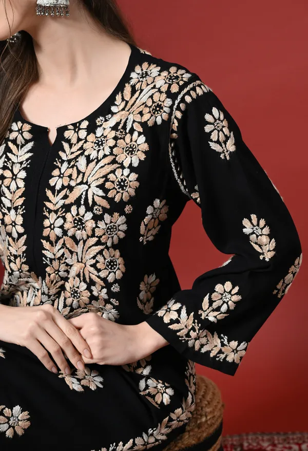 Syrish_Elegance_Handcrafted_Rayon_Chikankari_Set-Orange