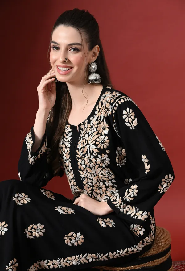 Syrish_Elegance_Handcrafted_Rayon_Chikankari_Set-Orange