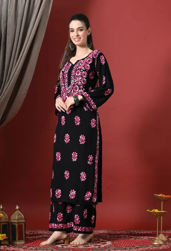 Syrish_Elegance_Handcrafted_Rayon_Chikankari_Set-Pink