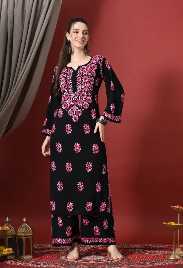 Syrish_Elegance_Handcrafted_Rayon_Chikankari_Set-Pink