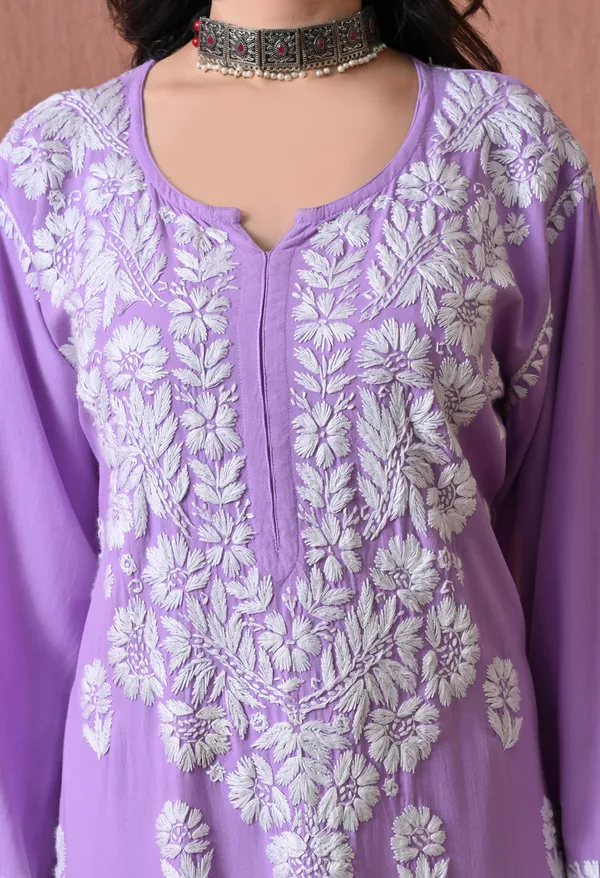 Syrish_Lavender_Bloom_Hand_Embroidered_Chikankari_Rayon_Kurta_Set