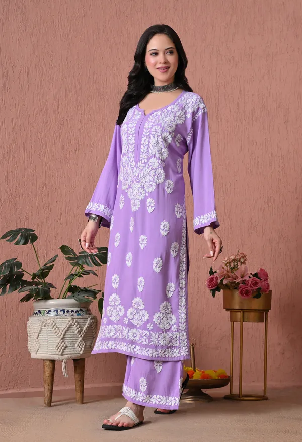 Syrish_Lavender_Bloom_Hand_Embroidered_Chikankari_Rayon_Kurta_Set