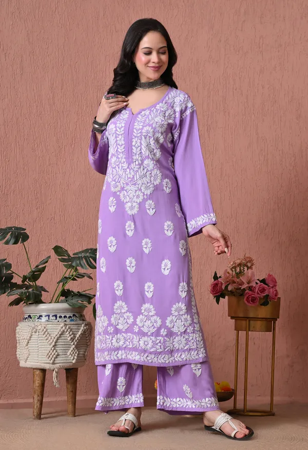 Syrish_Lavender_Bloom_Hand_Embroidered_Chikankari_Rayon_Kurta_Set