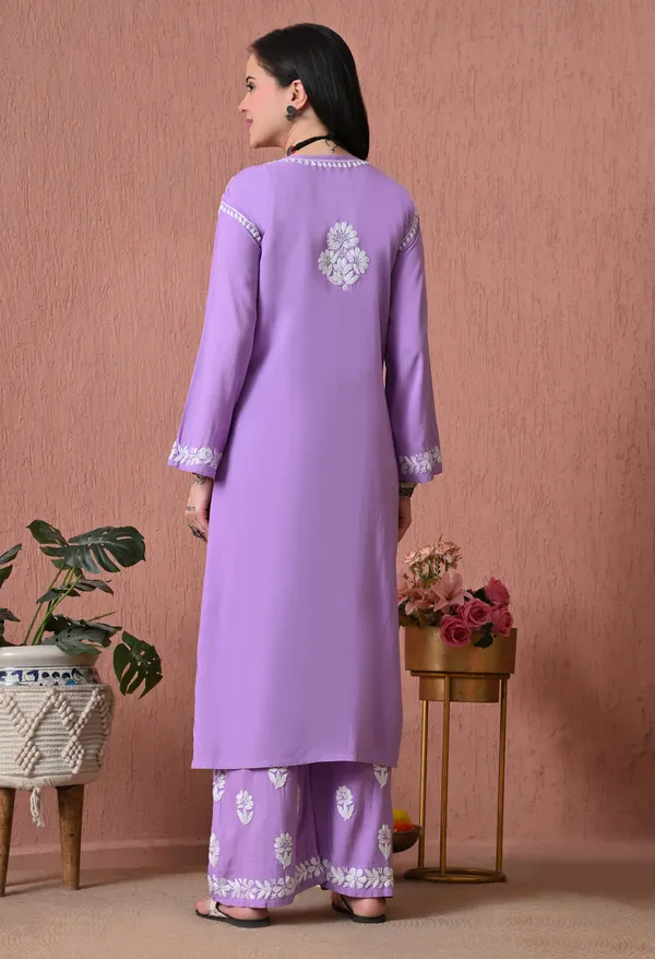 Syrish_Lavender_Bloom_Hand_Embroidered_Chikankari_Rayon_Kurta_Set