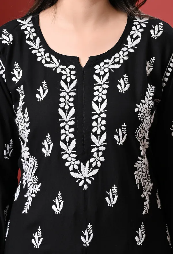 Syrish_Black_Hand_Embroidered_Chikankari_Rayon_Kurta_Palazzo_Set