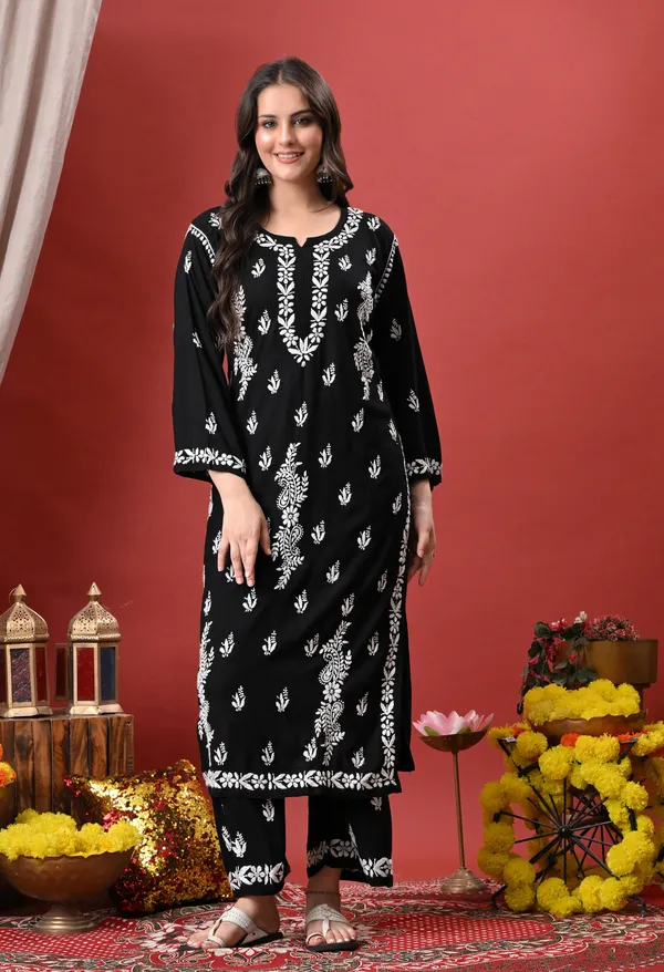 Syrish_Black_Hand_Embroidered_Chikankari_Rayon_Kurta_Palazzo_Set