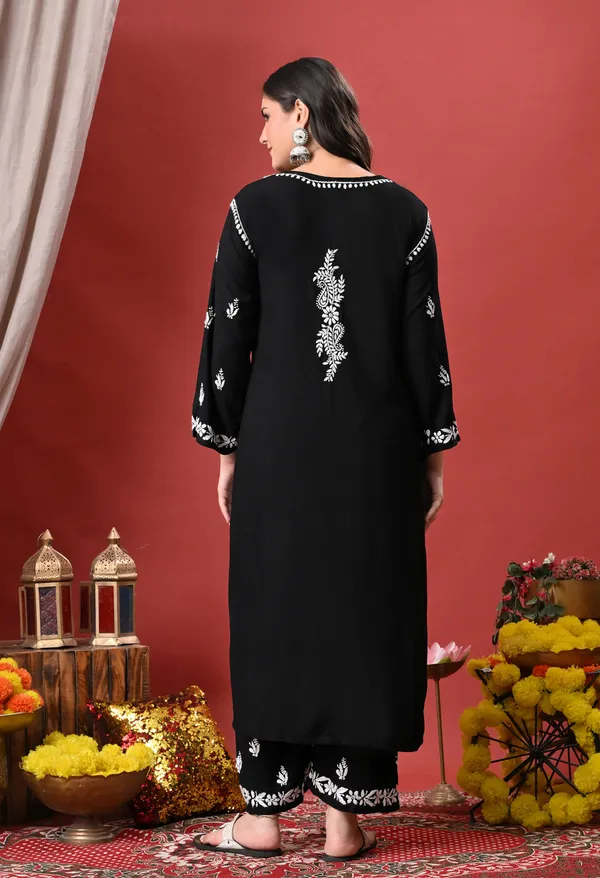 Syrish_Black_Hand_Embroidered_Chikankari_Rayon_Kurta_Palazzo_Set