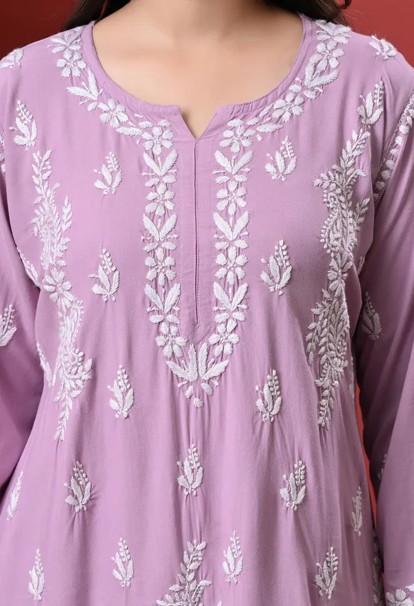 Syrish_Lavender_Hand_Embroidered_Chikankari_Rayon_Kurta_Palazzo_Set