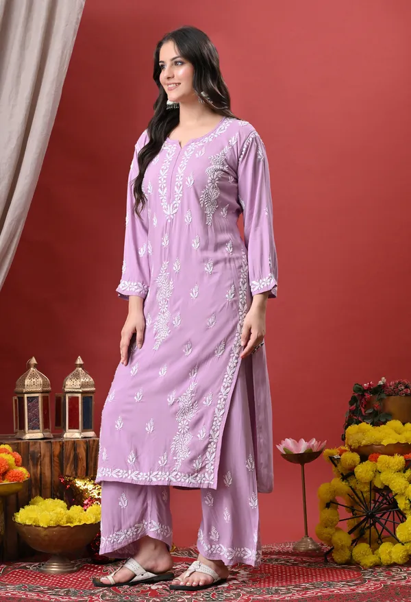 Syrish_Lavender_Hand_Embroidered_Chikankari_Rayon_Kurta_Palazzo_Set