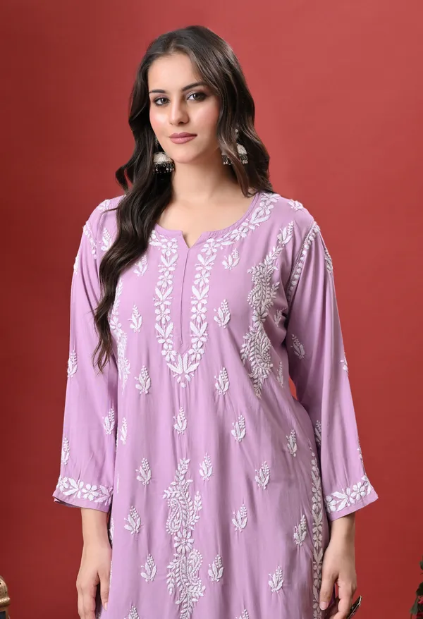 Syrish_Lavender_Hand_Embroidered_Chikankari_Rayon_Kurta_Palazzo_Set