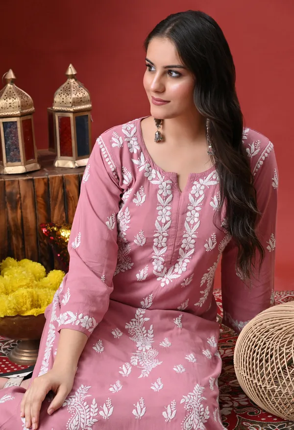 Syrish_Onion_Pink_Hand_Embroidered_Chikankari_Rayon_Kurta_Palazzo_Set