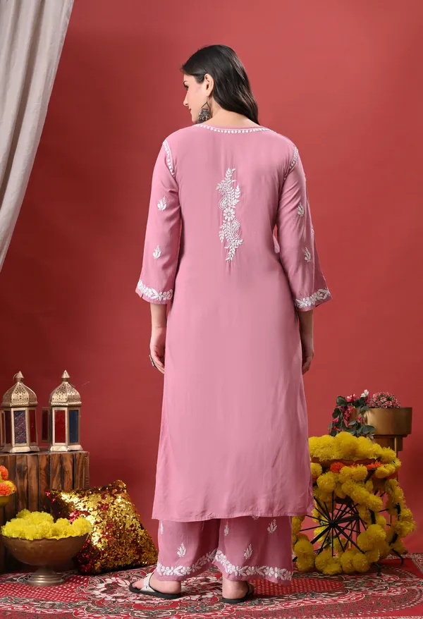 Syrish_Onion_Pink_Hand_Embroidered_Chikankari_Rayon_Kurta_Palazzo_Set