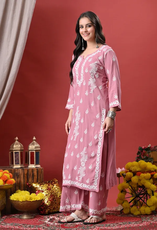 Syrish_Onion_Pink_Hand_Embroidered_Chikankari_Rayon_Kurta_Palazzo_Set