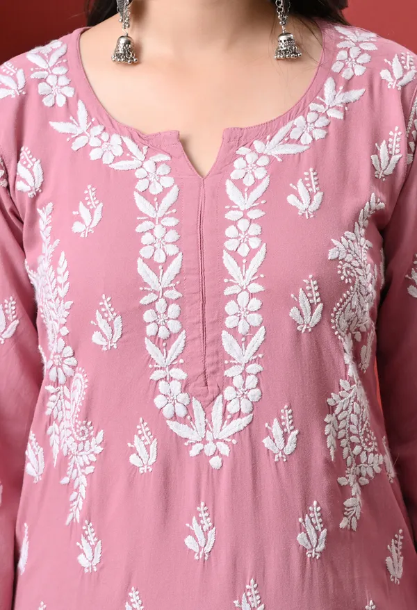 Syrish_Onion_Pink_Hand_Embroidered_Chikankari_Rayon_Kurta_Palazzo_Set