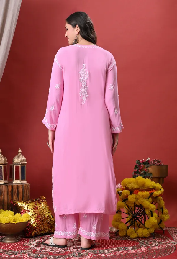 Syrish_Pink_Hand_Embroidered_Chikankari_Rayon_Kurta_Palazzo_Set