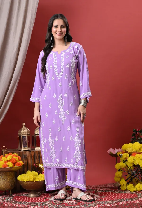 Syrish_Purple_Hand_Embroidered_Chikankari_Rayon_Kurta_Palazzo_Set